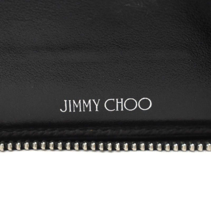 良品 ジミーチュウ 二つ折り財布 ラウンドジップ スタッズ スター ブラック JIMMY CHOO ジミーチュウ 財布 メンズ 二つ折り ミニ財布 スター