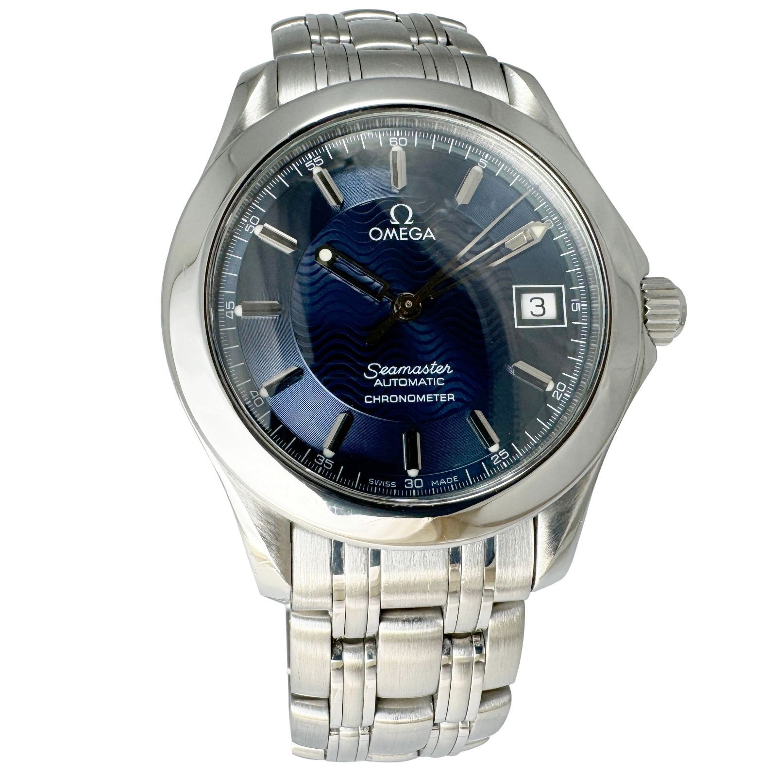 OMEGA オメガ シーマスター 120M 2501.81 メンズ腕時計 クロノメーター 自動巻き ブルー文字盤 外装仕上げ Aランク