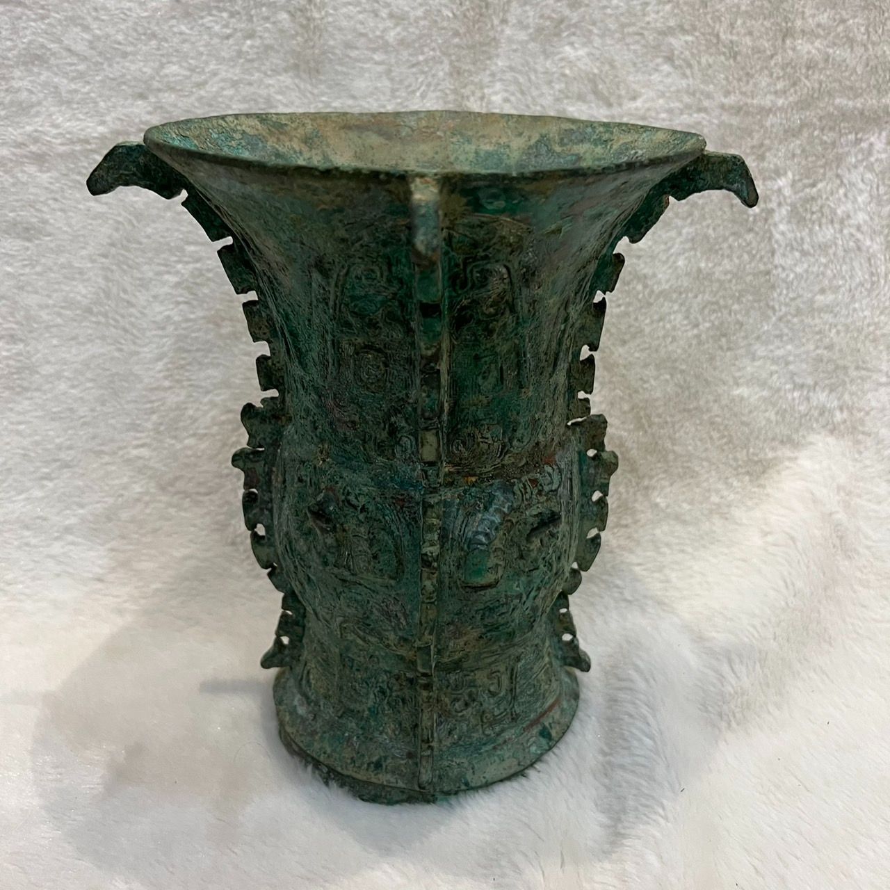 中国古代美術 青銅製 尊 精緻彫装 古雅 飾り物 骨董 中国アンティーク