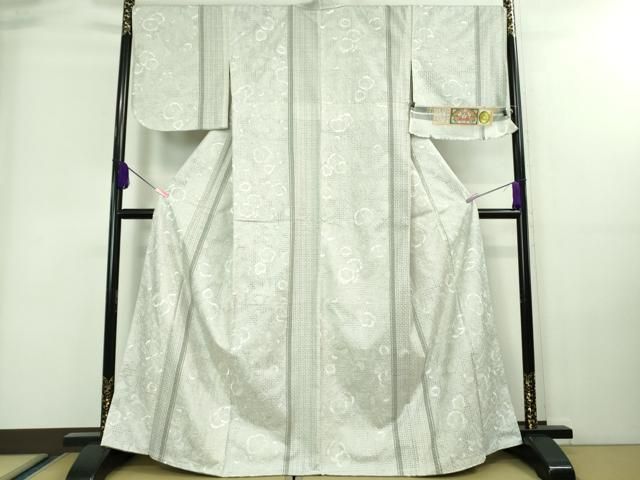 平和屋着物○太鼓柄袋帯 紬地 総刺繍 枝花文 正絹 逸品