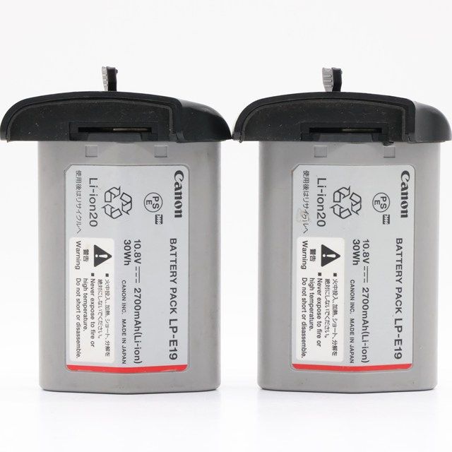 並品 Canon 純正バッテリーパック LP-E19｜2個セット｜1D Xシリーズ対応｜充電OK 実用品 長時間撮影向け ｜バッテリー劣化度 赤