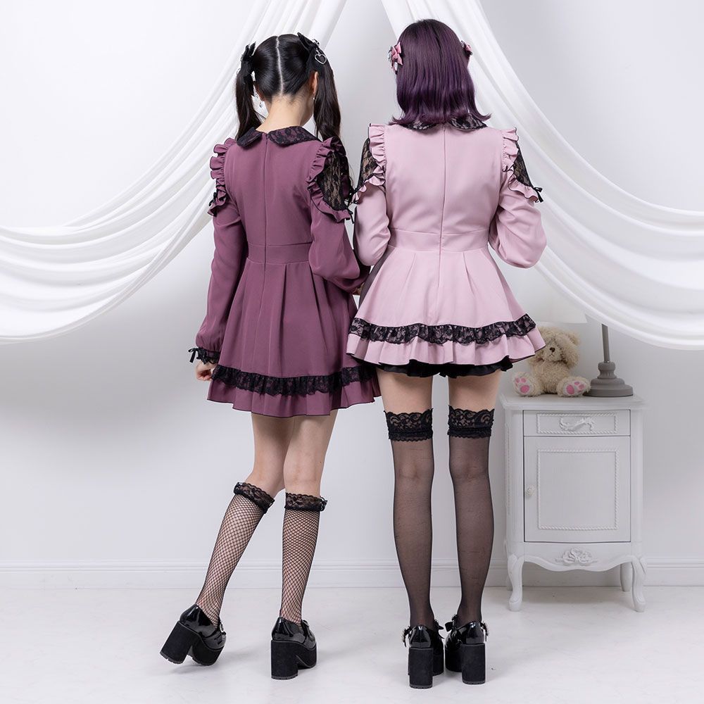 夢展望公式 [新品未使用] キラキラビジューレースフリルワンピ