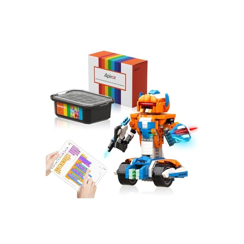 [Apitor] Robot X 収納型 プログラミング ロボット 子供のおもちゃSTEM教育ビルディングブロック 12-in-1リモコン玩具 小学生プログラミング入門 Scratch 3.0 キッズのラジコン知育玩具8歳以上 男の子女の子 子供の日 クリスマ