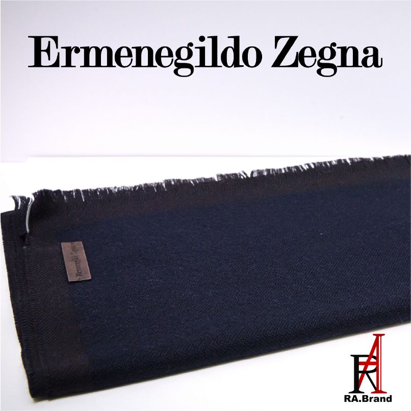 新品】Ermenegildo Zegna マフラー ネイビー系 メンズ ウール100