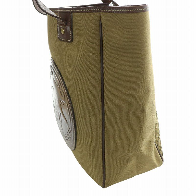 ⭐極美品⭐HUNTING WORLD トートバッグ カーキ　キャンバス×レザー ⭐極美品⭐HUNTING WORLD トートバッグ カーキ キャンバス×レザー