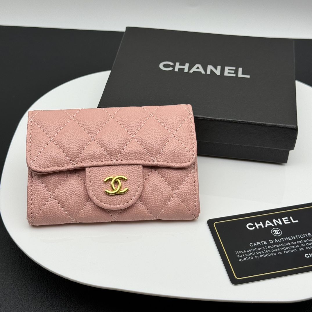 CHANEL キャビアスキン ココマーク 三つ折り財布