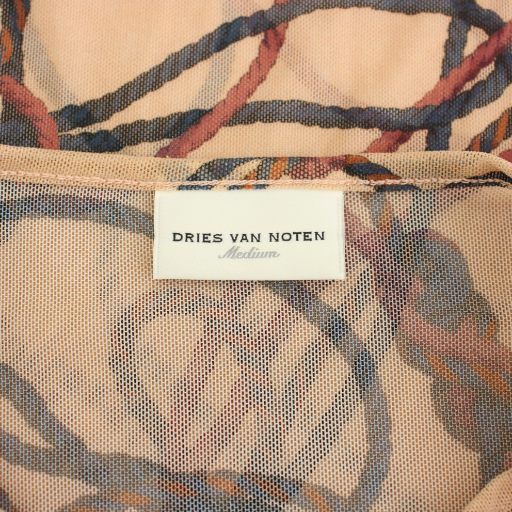 お見逃しなく！ ドリスヴァンノッテン DRIES VAN NOTEN シアーカットソー Tシャツ ロンT クルーネック 長袖 ロープ柄 パラコード柄 M ピンクベージュ YT