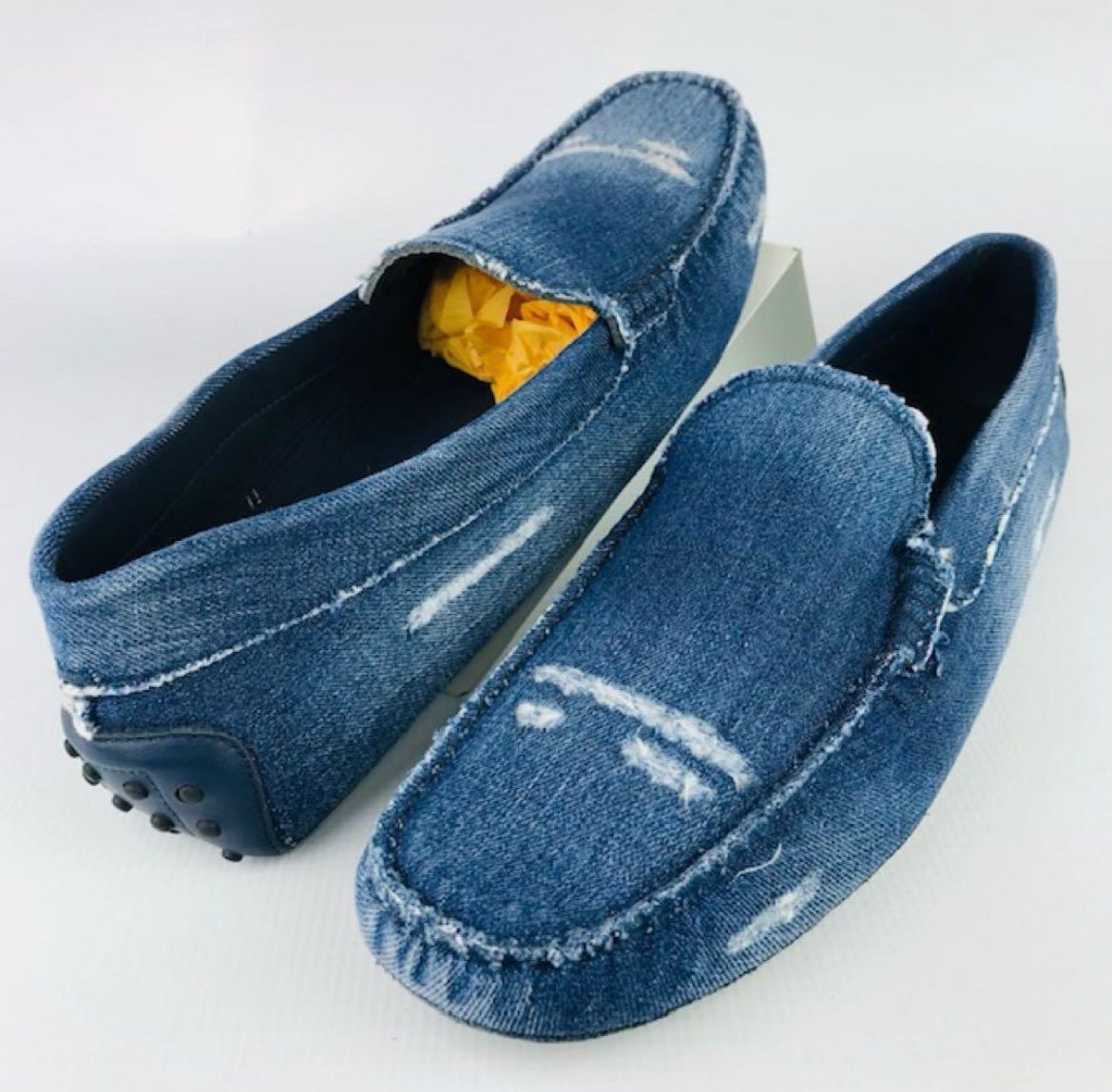 新品未使用☆TOD'S☆トッズ・メンズ レザー ダメージ加工デニム