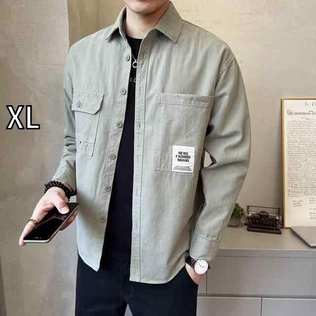 XL 秋冬 コーデ メンズ 服 シンプル ファッション オシャレ 大人 かっこいい 大きいサイズ ストリート 紳士服 コットン 長袖 シャツ カジュアル ワークウェア ジャケット シャツ
