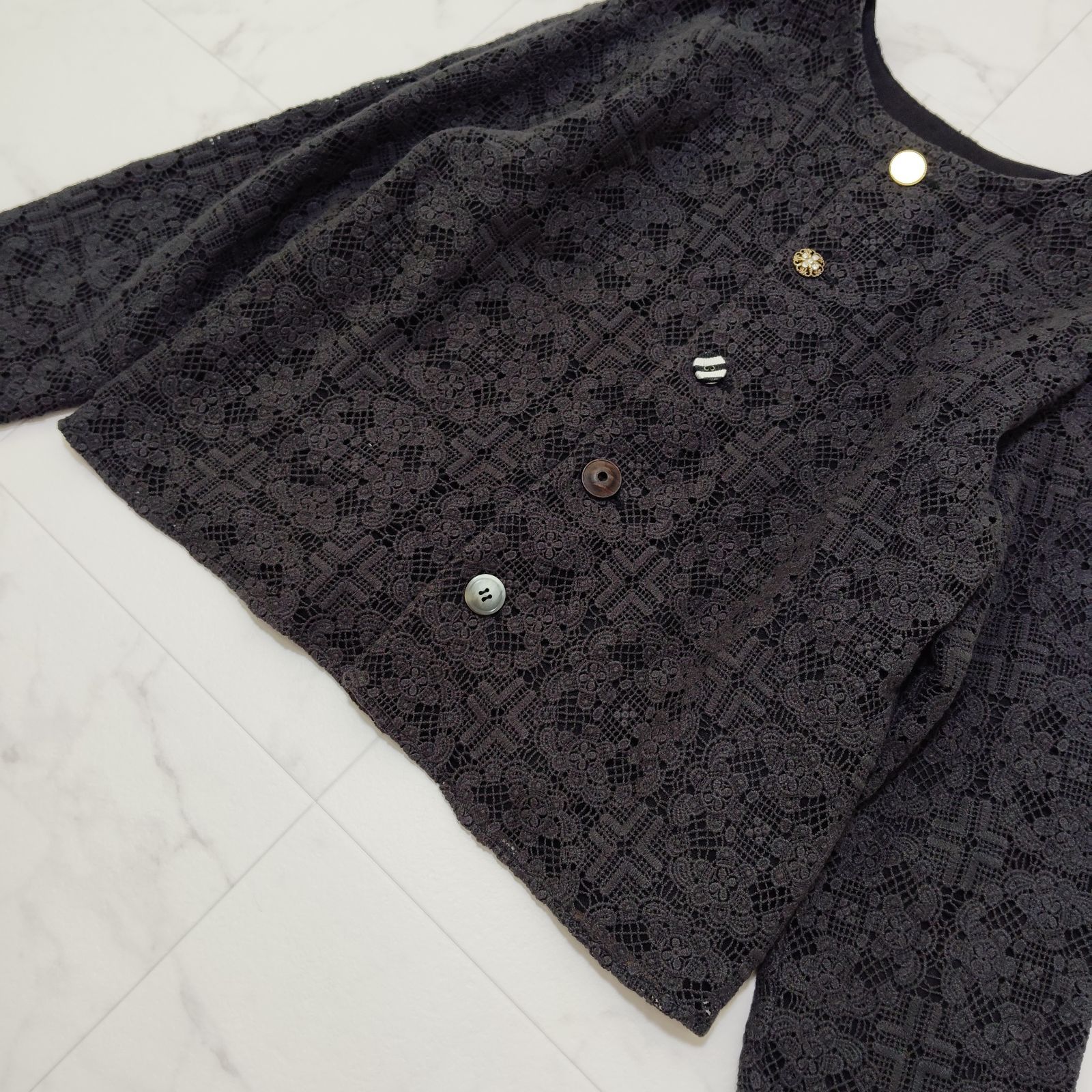 ビアズリー ノーカラージャケット 黒 BEARDSLEY（ビアズリー）の