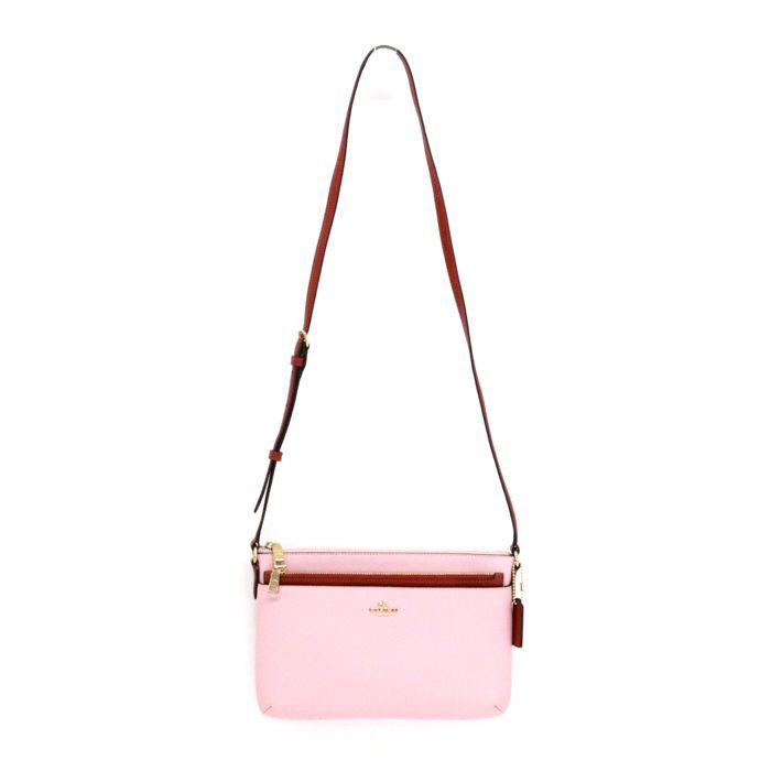 コーチ COACH ショルダーバッグ PVC レザー カラーブロック F28382 ポシェット クロスボディ 斜め掛け 肩掛け レディース ブラッシュ(ピンク) / テラコッタ (レッド) 美品 中古 maw11041 コーチ COACH ショルダーバッグ PVC レザー カラーブロック F28382