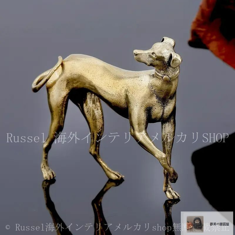 新品・未使用】置物 犬 グレイハウンド アンティーク調