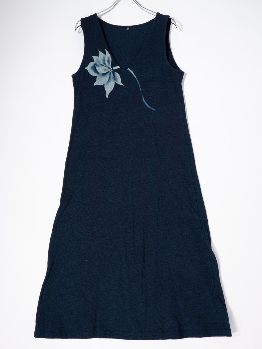 Pallas Palaceパラスパレス 花柄インディゴ抜染 カットソードレス マキシワンピース 0 LOPA78359