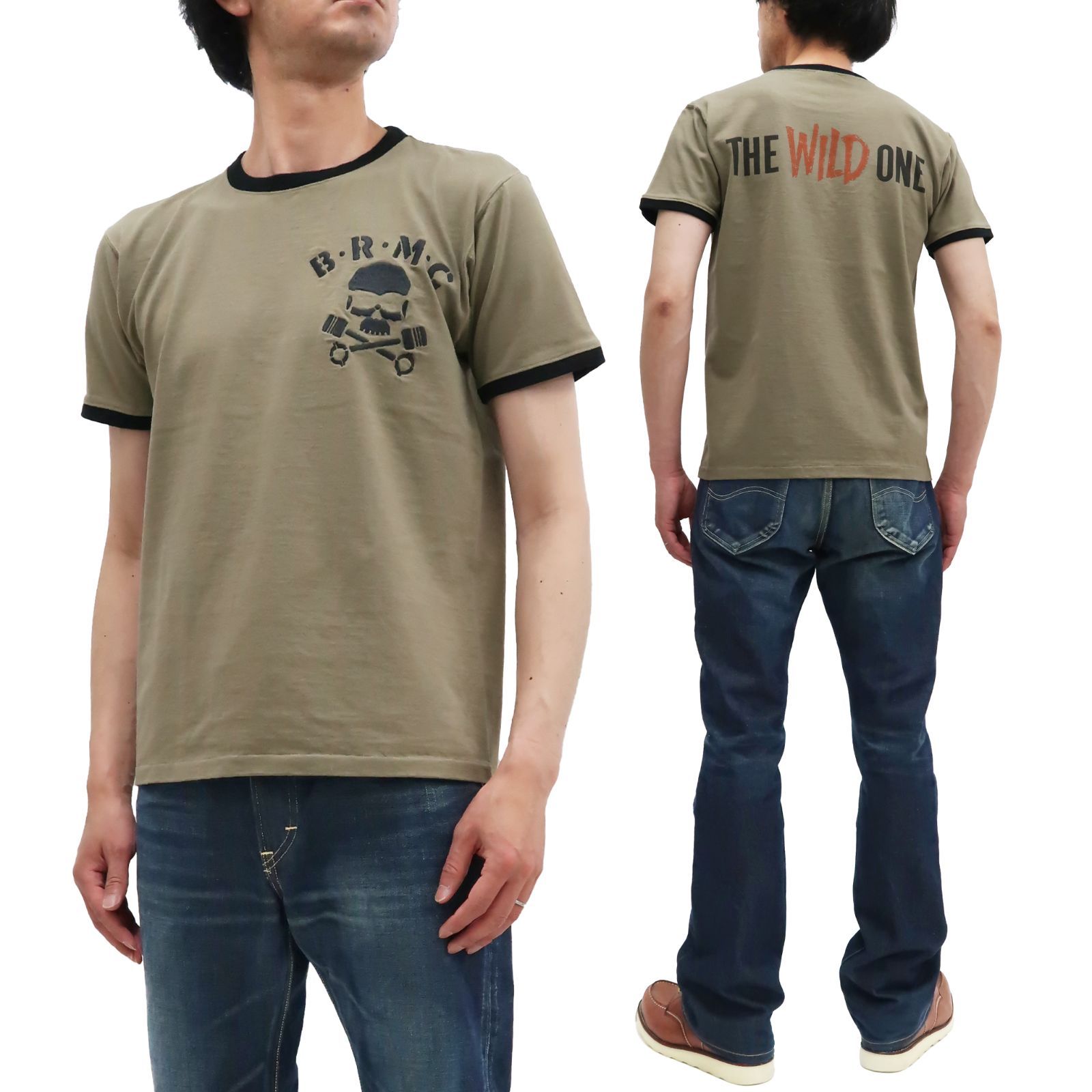 (トイズマッコイ) TOYS McCOY Tシャツ TMC2213 「ワイルドワン BRMC スカル」 メンズ 半袖tee tシャツ 160オリーブ  新品 アメカジショップ