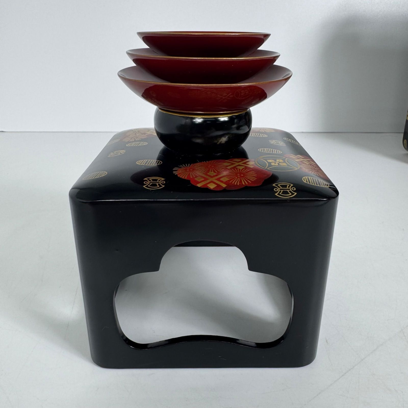 会津塗 黒塗 絵島型 コレクション 四ツ揃 婚礼用 漆器セット 木箱入