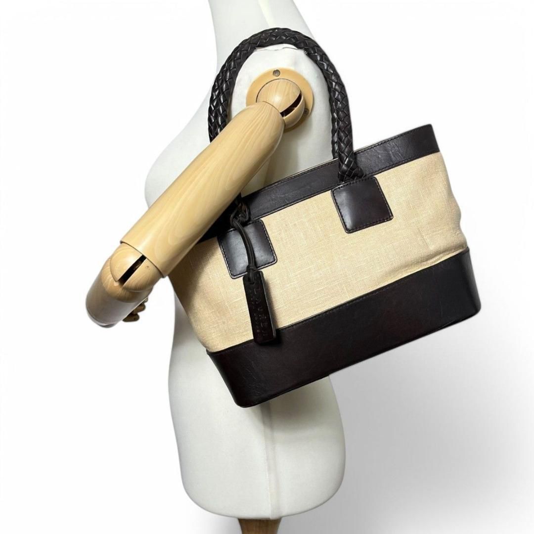 美品 ラルフローレン 2way ハンドバッグ レザー キャンバス ショルダー 