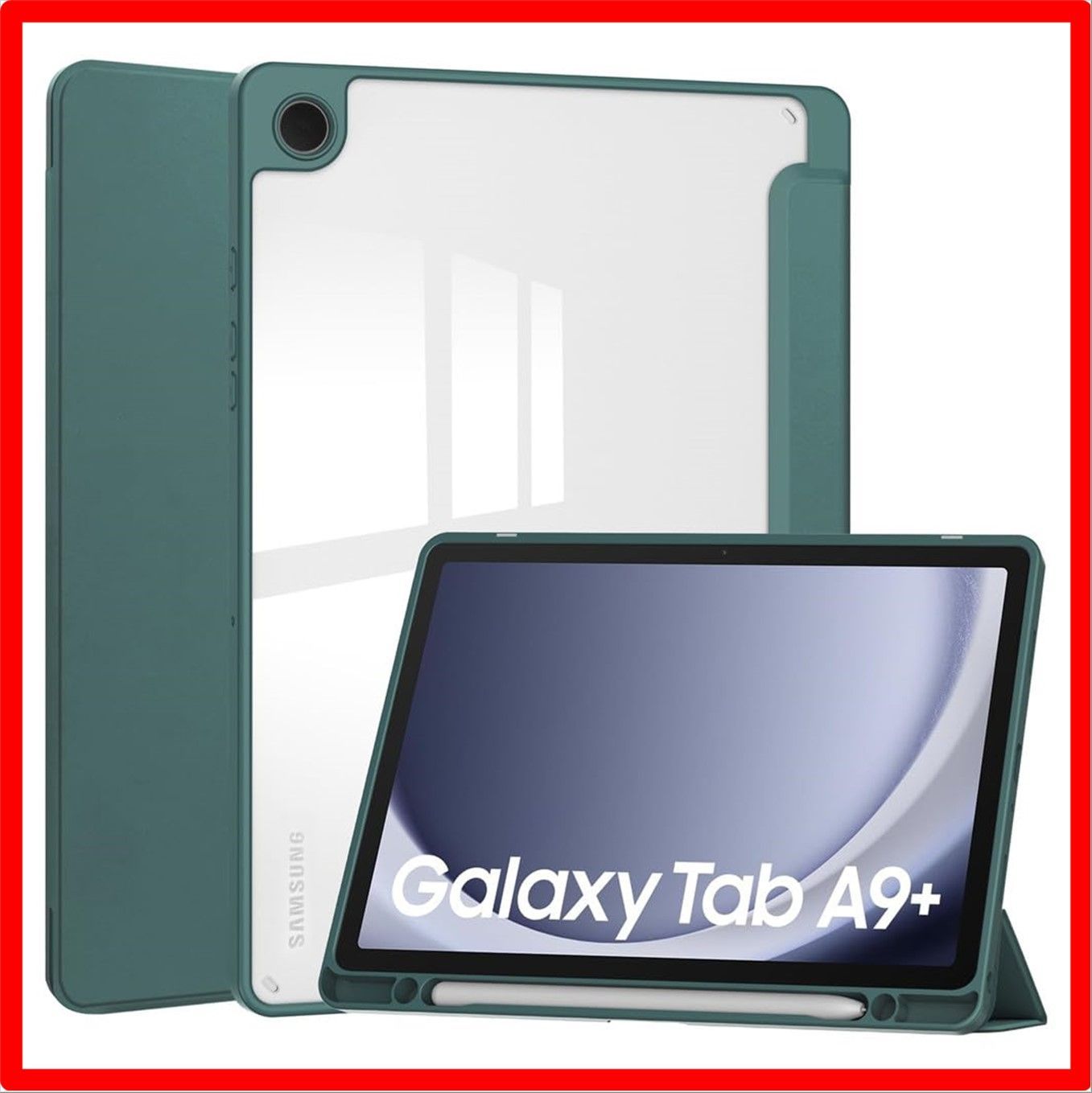 送料無料】 Tab A9+_深緑 Galaxy Tab A9+ 11インチ ケース 背面透明 クリア S Pen 収納 充電対応 オートスリープ  3つ折りスタ - メルカリ