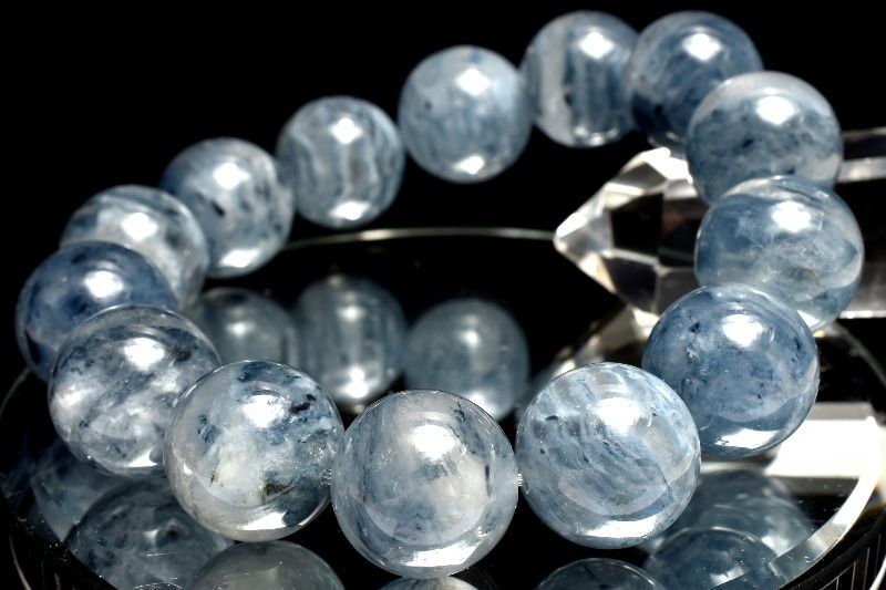 １点物 ふわり藍色針 ブルールチルクォーツ インディゴライトインクォーツ 15.5mm ブレスレット パワーストーン 天然石 _MA8173 TALLINNNEXPO_COM