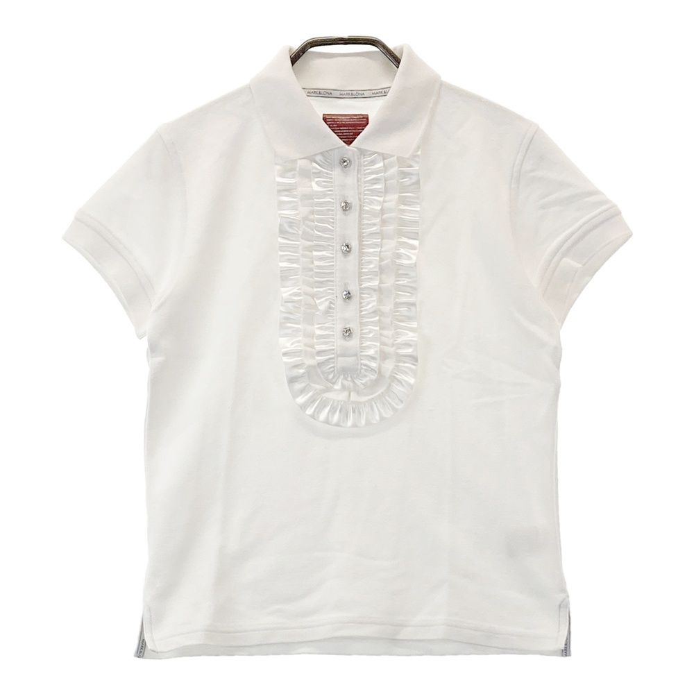 未使用級　マークアンドロナ 近年モデル ポロシャツ　フリル　ホワイト　白 サイズ：S MARK&LONA マークアンドロナ 半袖ポロシャツ フリル