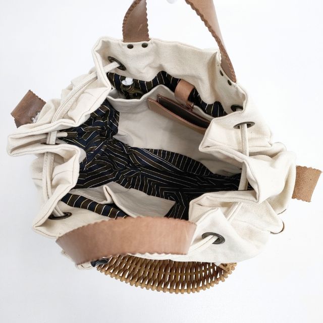 ebagos First date,Yeah! キャンバス 紅籐 かご トートバッグ