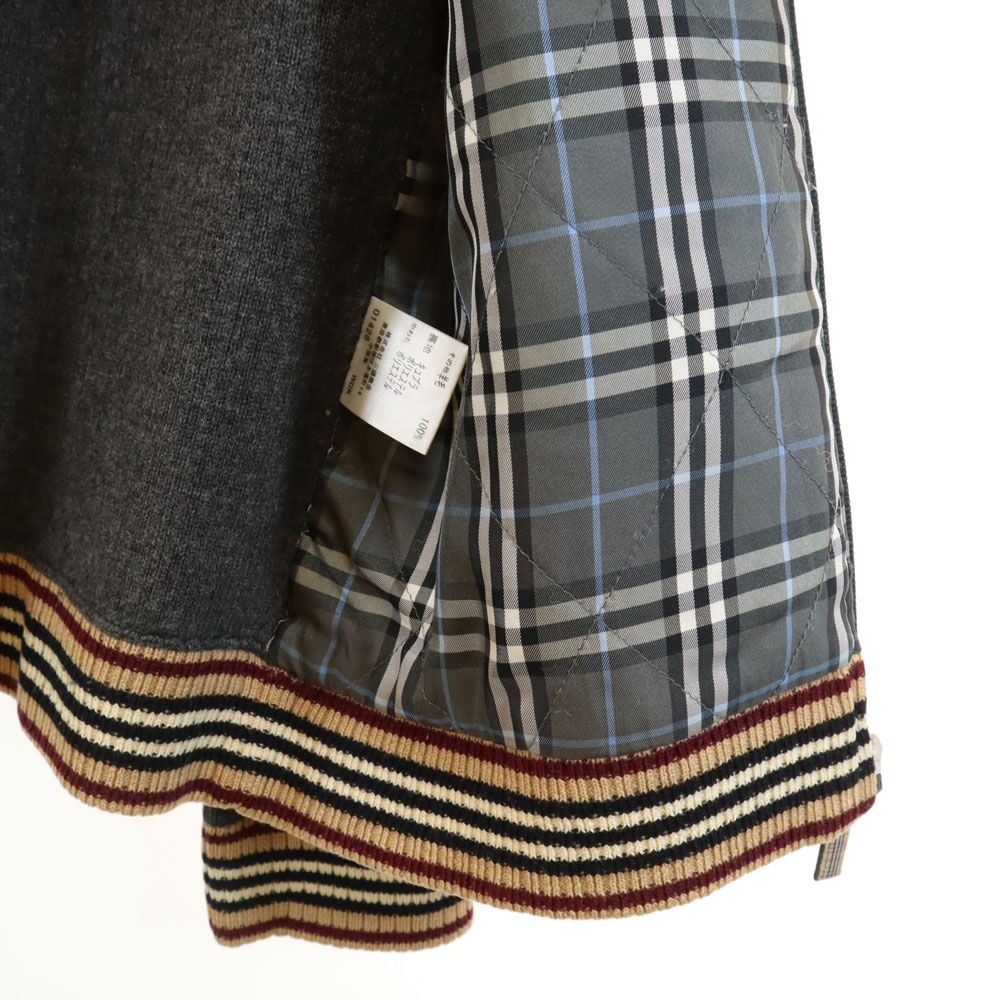 中古】BURBERRY black label スウェード切替 ニットジャケット サイズ2