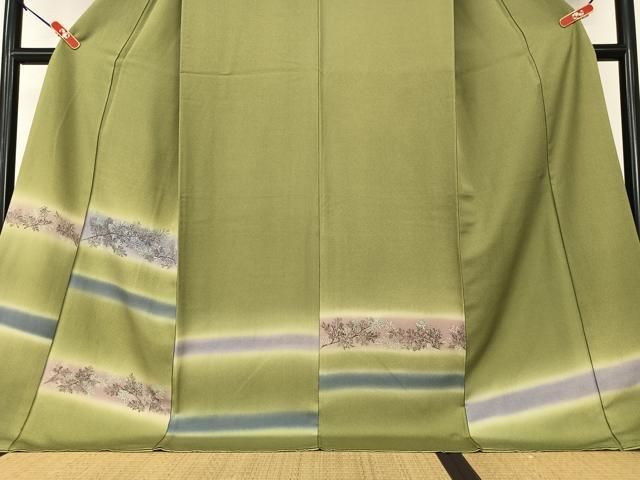 平和屋着物○訪問着 手描き 横段草花文 暈し染め さが美扱い ロング丈  