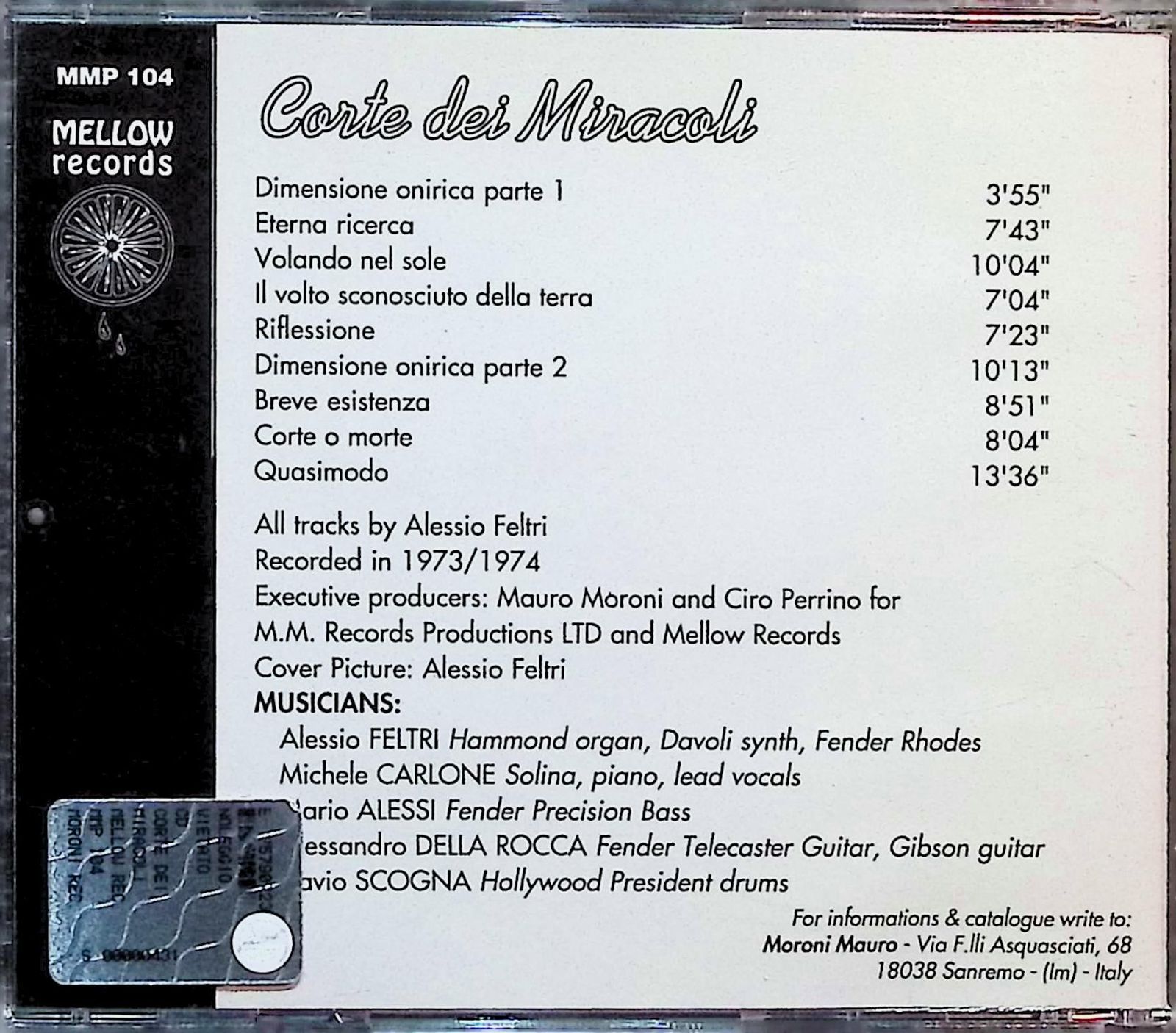 Corte Dei Miracoli – Dimensione Onirica / Corte Dei Miracoli コルテ・デイ・ミラコリ (CD) Corte Dei Miracoli – Dimensione Onirica – CD (Album), 1992