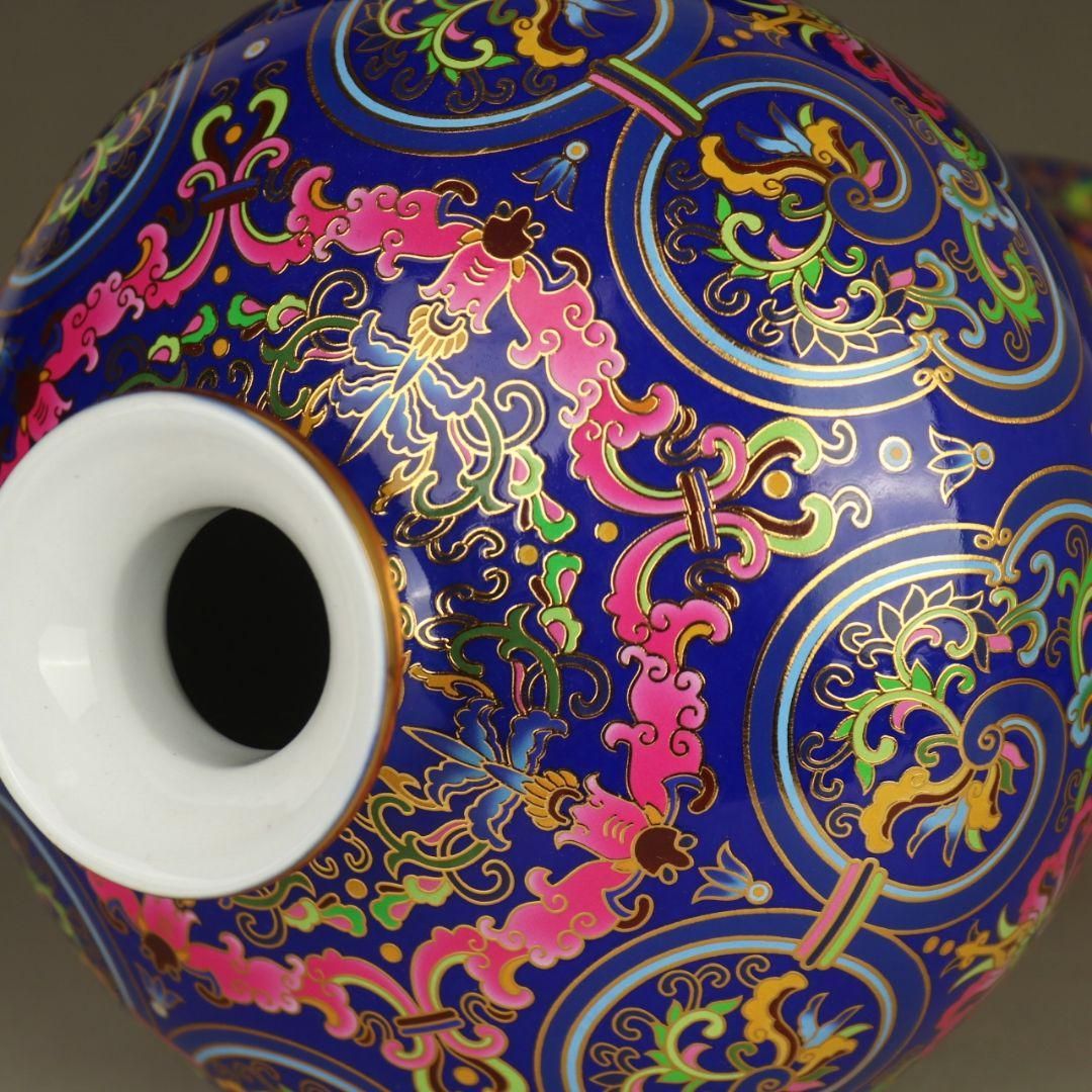 藍釉浮彫り十二支献寿図梅瓶 装飾品 美品 景徳鎮 陶磁器 工芸品 美術品 置物 蒔金琺瑯彩梅瓶 美人瓶 景徳鎮 陶磁器 装飾品 工芸品 美術品