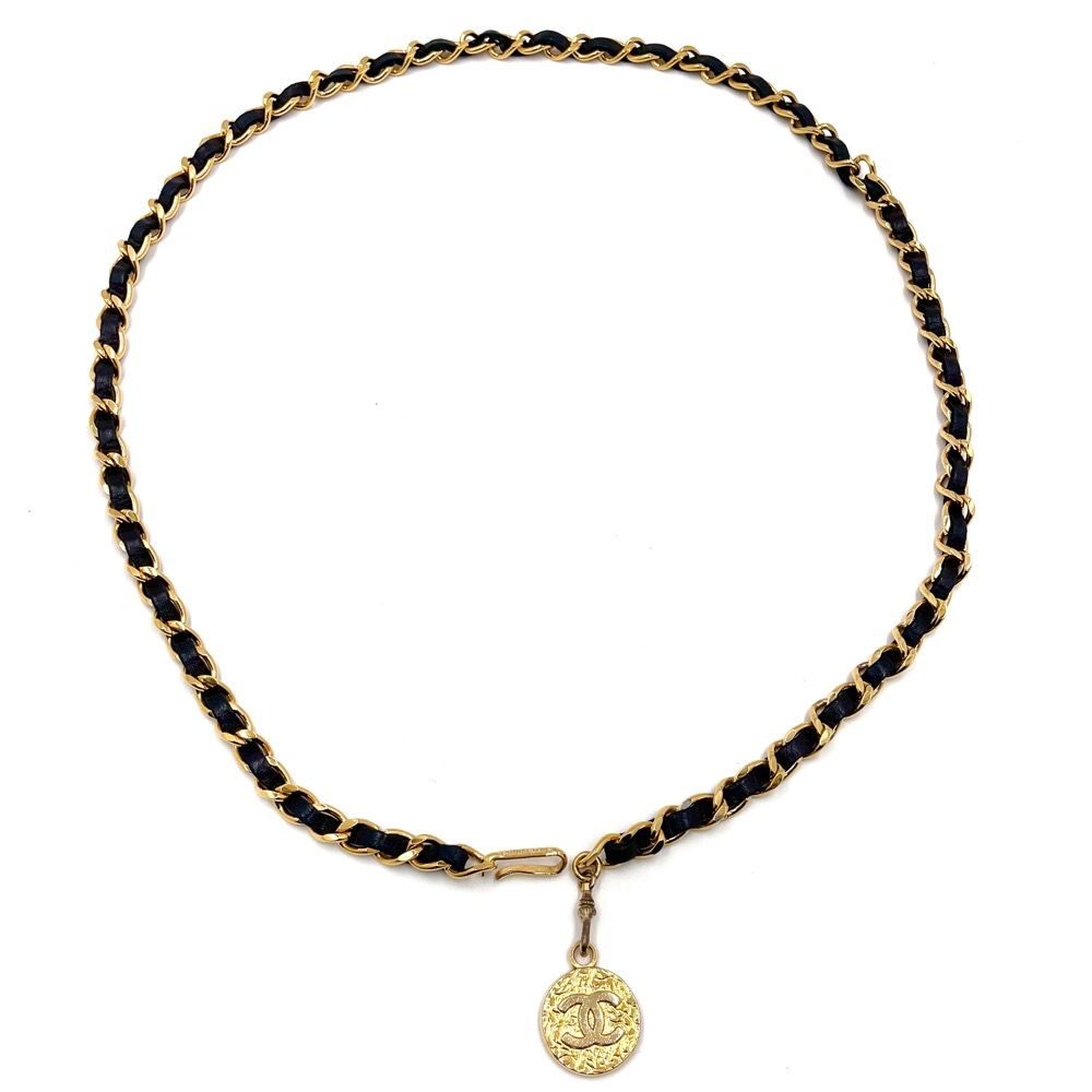 CHANEL シャネル ココマーク 1982 チェーン ベルト シャネル ココマーク GP×レザー チェーンベルト 1982 ゴールド