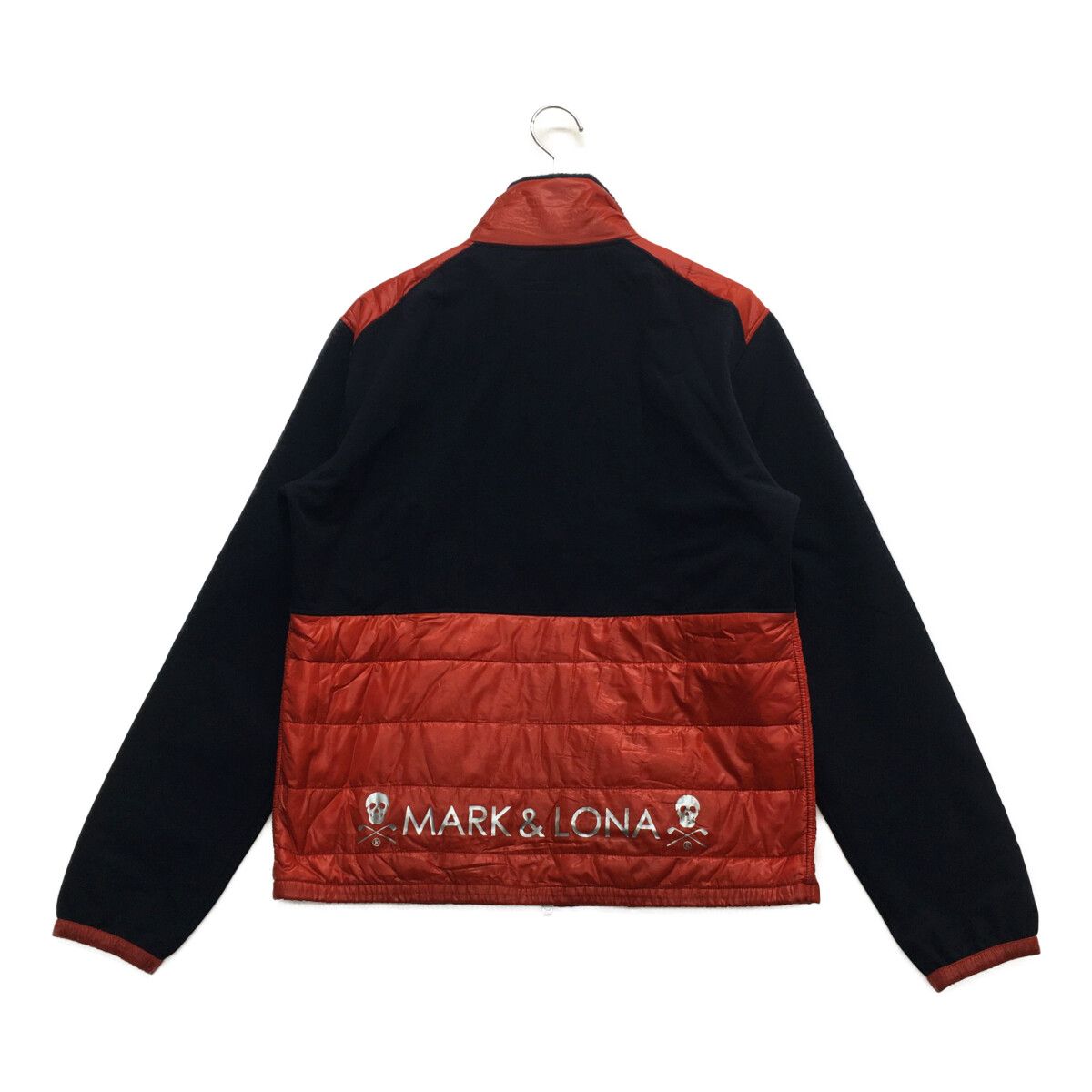 美品 マークアンドロナ ゴルフウェア 中綿ブルゾン 48 赤×紺 撥水 防寒 美品 マークアンドロナ ゴルフウェア 中綿ブルゾン 48 赤×紺 撥水 防寒
