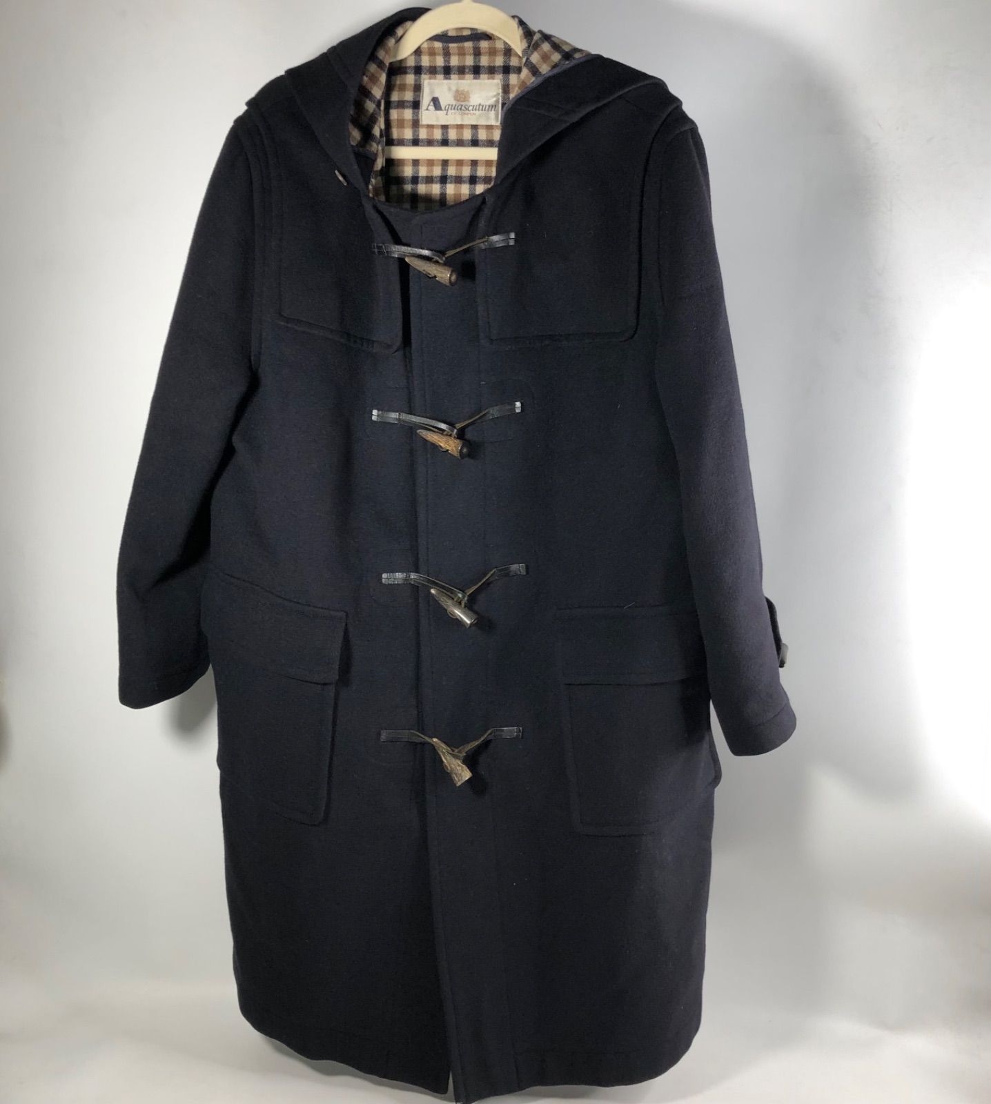 A0924-28-8 AQUASCUTUM アクアスキュータム ジャケット ロングコート ウール カシミヤ 13号 冬 着丈100cm 身幅55cm