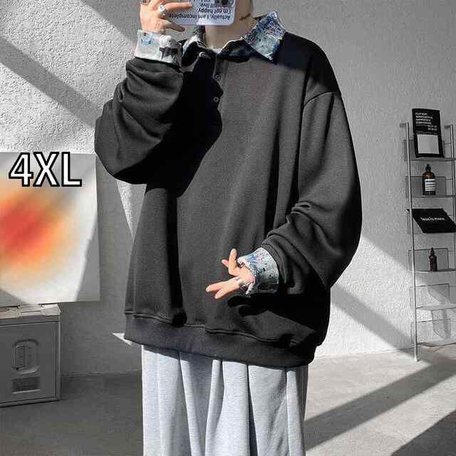 [4XL]春 コーデ メンズ 用 服 シンプル ファッション オシャレ 大人 かっこいい 紳士服 カジュアル 長袖 シャツ 春秋 スウェットシャツ  カジュアル 通勤スタイル 重ね着コーデ ゆったりシルエット さらっと着 普段使い
