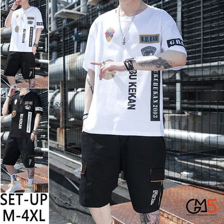 半袖上下セット メンズ オシャレ ｔシャツ カーゴパンツ ハーフパンツ 新作 ジャージカジュアル セットアップ 夏物 スウエット上下セット  vii3u441894