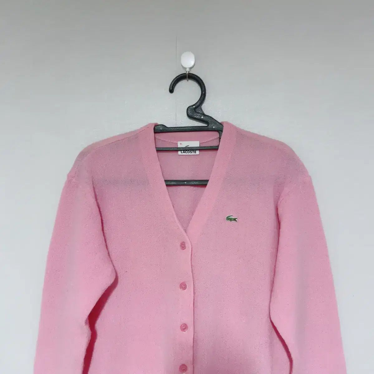 LACOSTE ラコステ ライトピンク ハイティーン ウール 秋 クロップド カーディガン