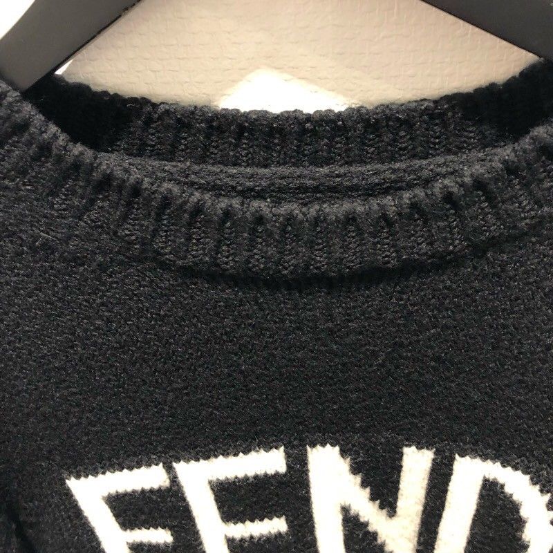 FENDI★ ロゴニット ブラック FENDI フェンディ メンズ ニット クルーネックセーター マルチ