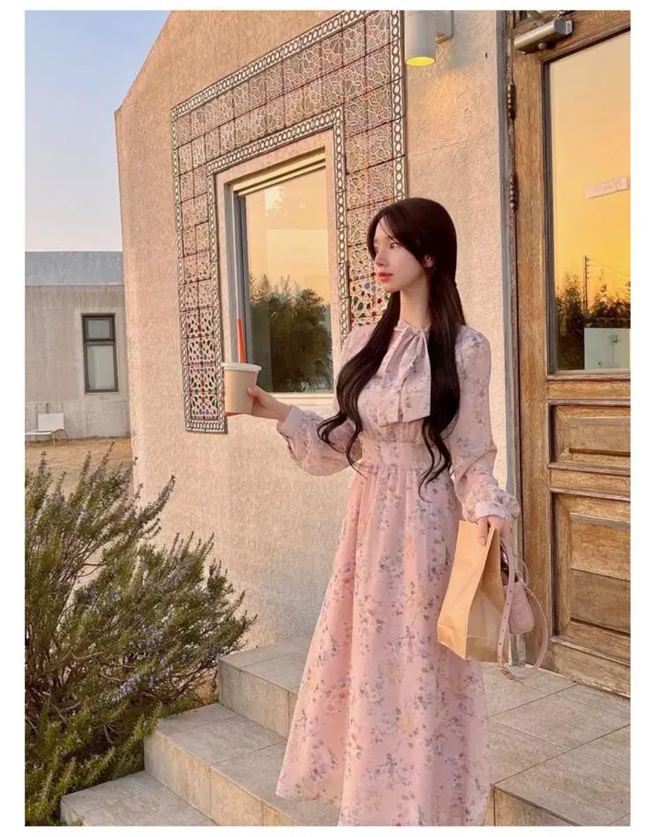 MAYOON フラワー シフォン ワンピース ピンク