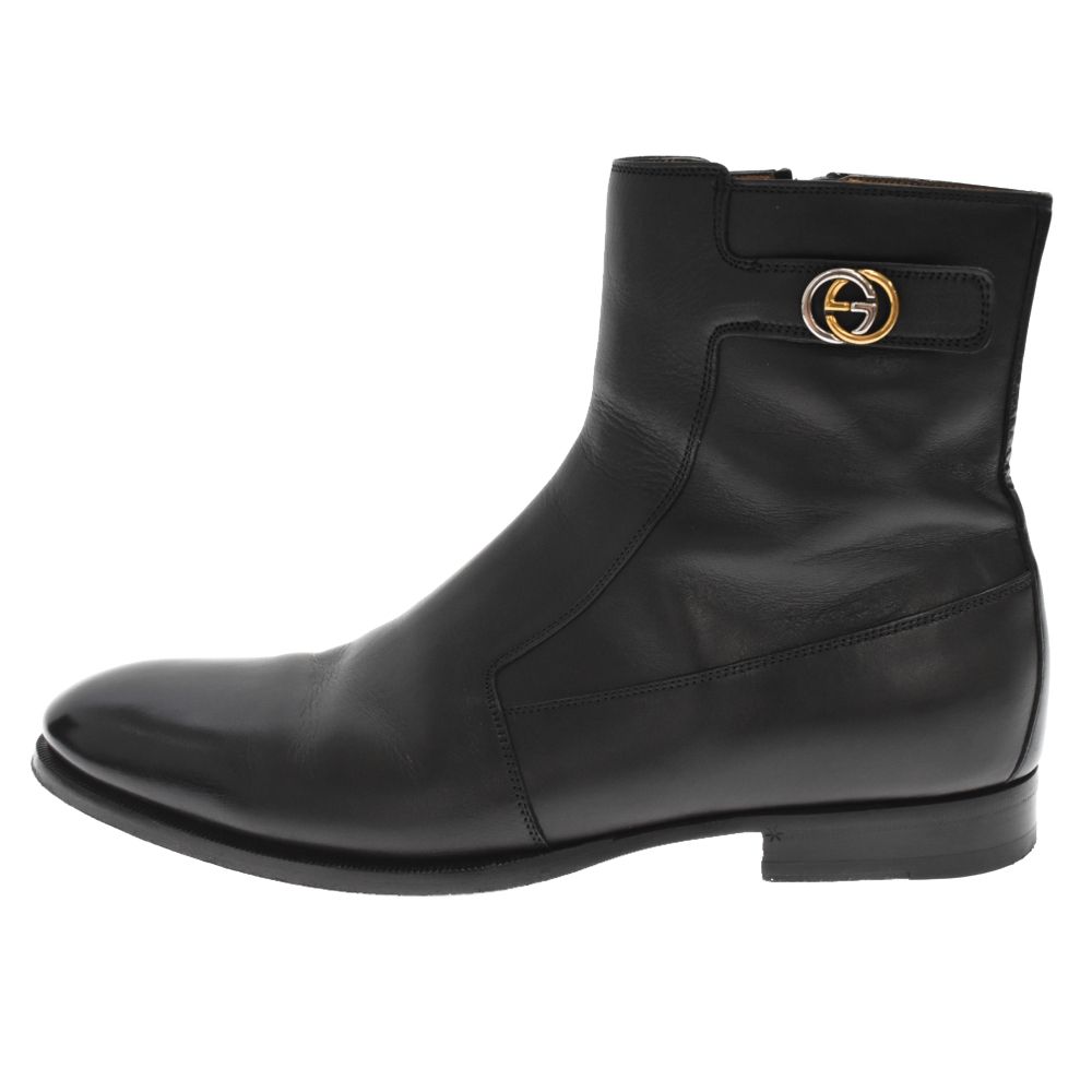 Gucci GGショートブーツ GUCCI グッチ ショートブーツ サイドジップ ロゴ ブラック