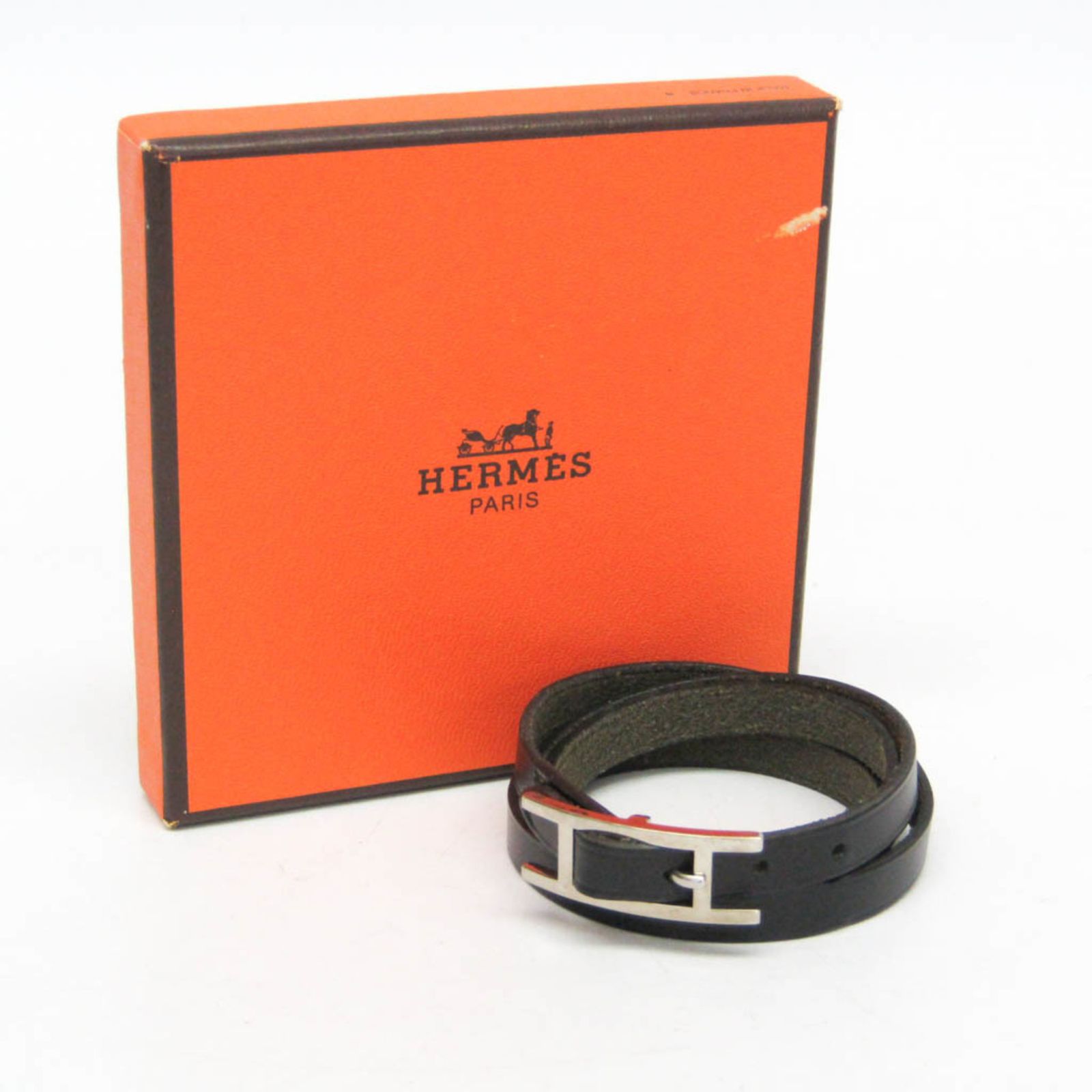 エルメス(Hermes) アピ 3連ブレスレット チョーカー レザー,メタル 
