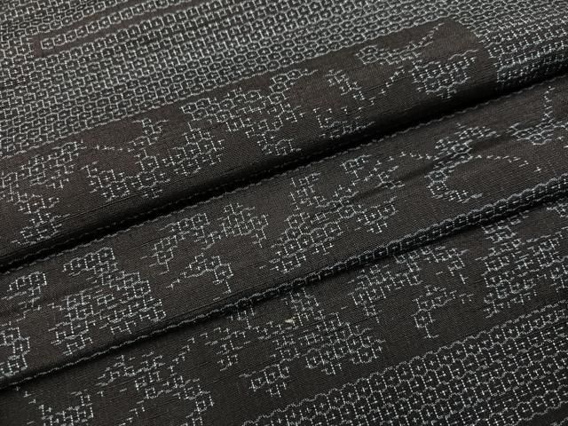 平和屋着物○結城紬 80亀甲 横段文 正絹 逸品 未使用 AAAY8672ph