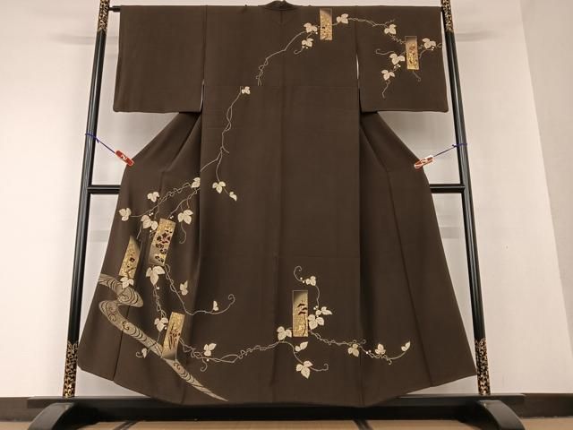 平和屋着物●訪問着 刺繍 短冊花文 暈し染め 金彩 正絹 AAAV7092zg