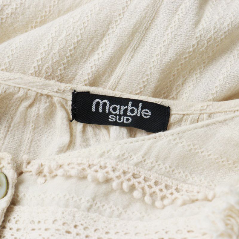 【美品】マーブルシュッド シャツワンピース ロング丈 ベルト レース コットン marble SUD マーブルシュッド ジャガード シャツ ワンピース