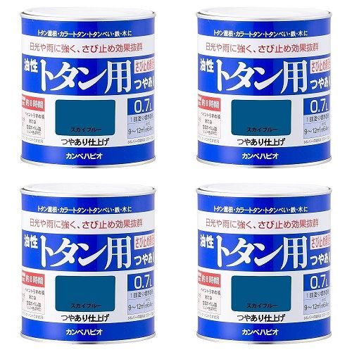 ＫＡＮＳＡＩ カンペ 油性トタン用０．７Ｌスカイブルー 4缶セット【BT