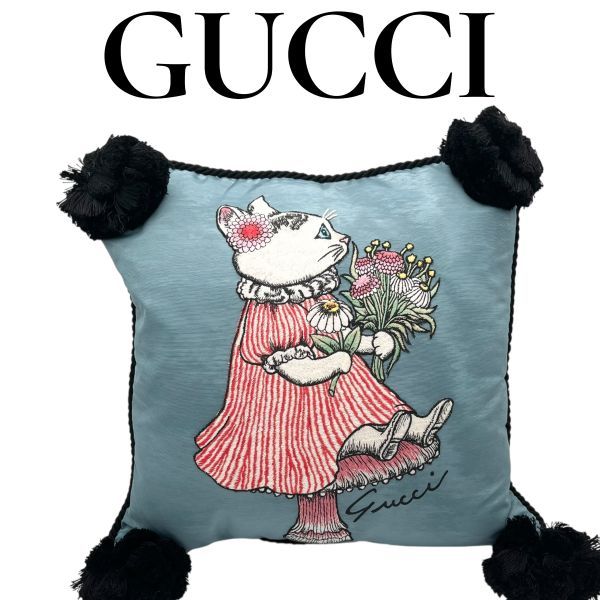 GUCCI ヒグチユウコ クッション 刺繍 シルク GUCCI ヒグチユウコ クッション 刺繍 シルク - メルカリ