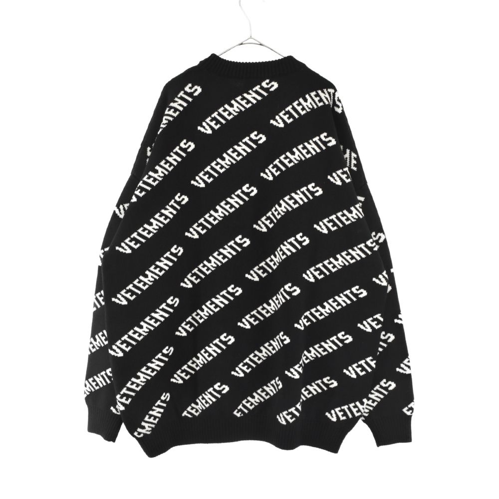VETEMENTS (ヴェトモン) 22AW メリノウールロゴ総柄クルーネックニット  