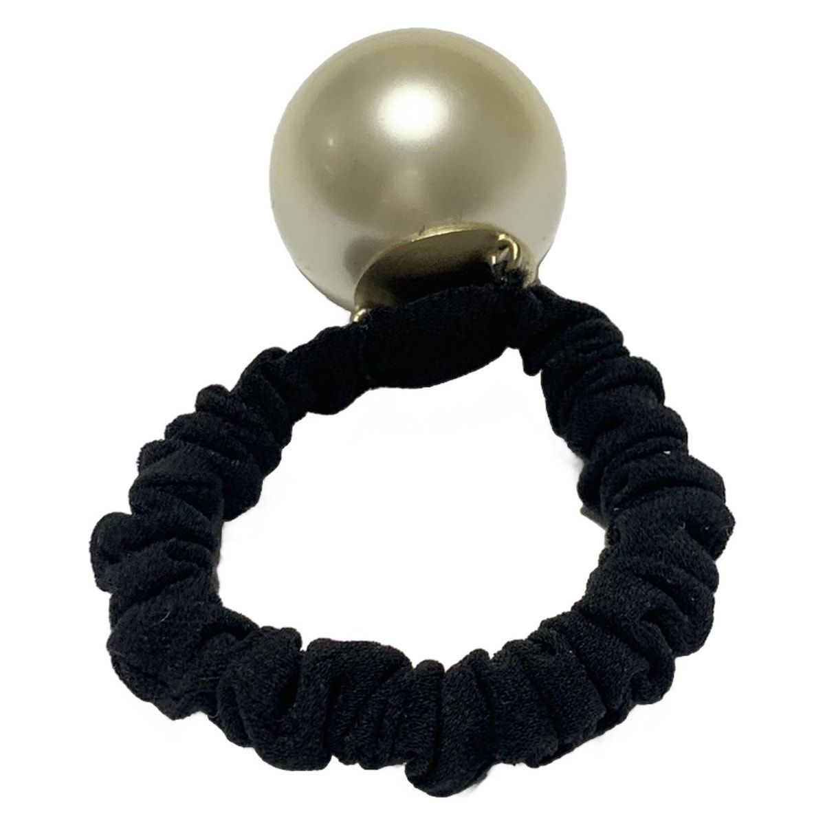 CHANEL シャネル アクセサリー ココマーク 黒×アイボリー ヘアゴム|ゴールド金具
