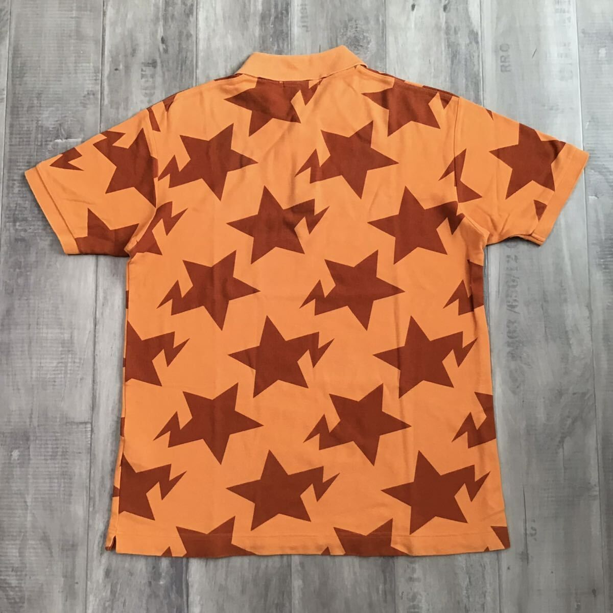 BAPE スター ポロシャツ Lサイズ オレンジ a bathing ape STAR