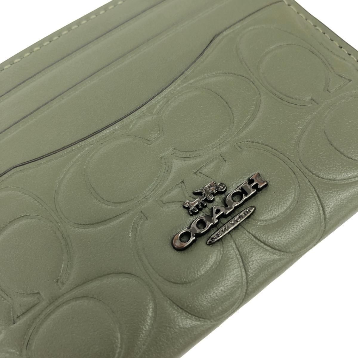 美品 COACH コーチ カードケース オリーブ レザー レディース 名刺入れ