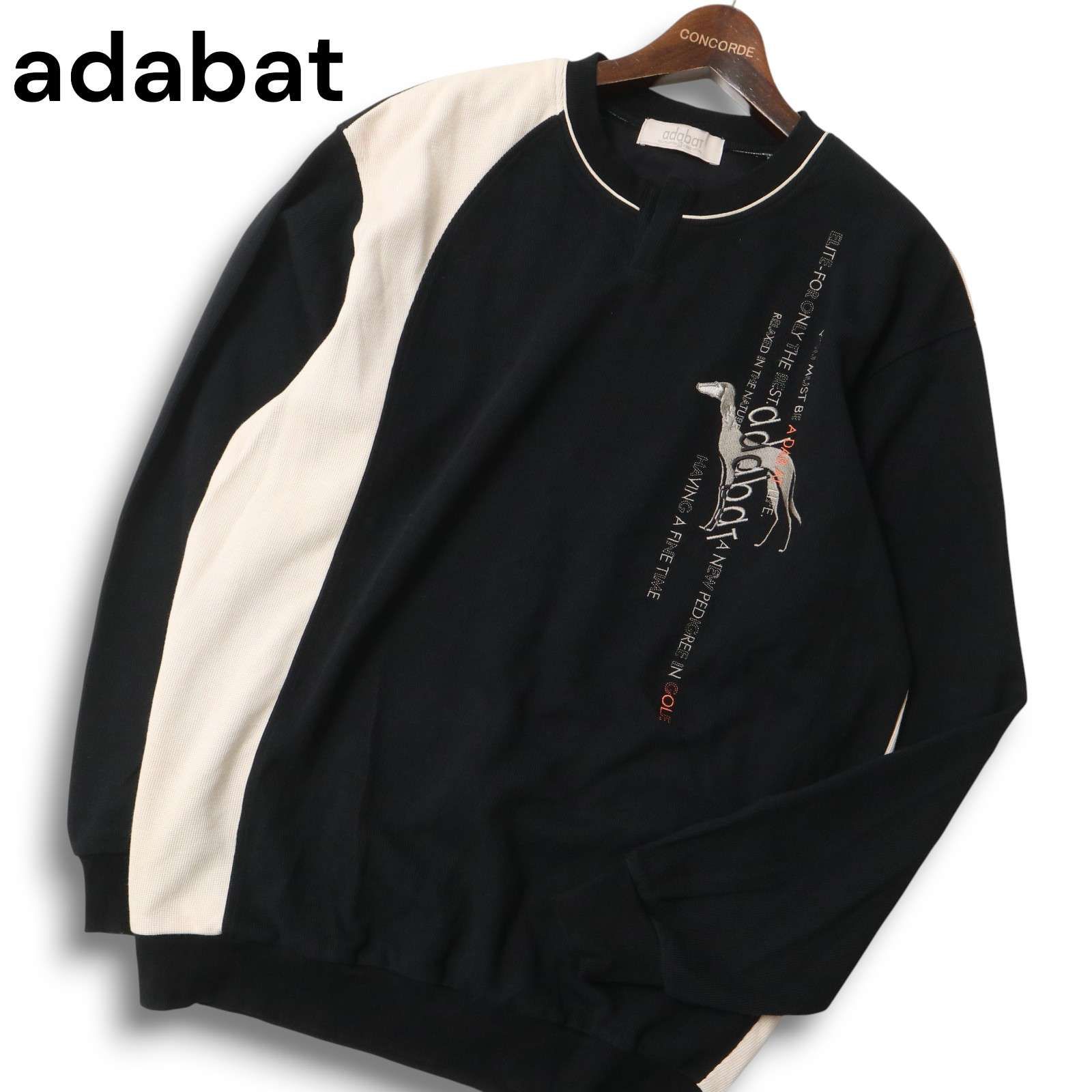 adabat アダバット ゴルフ 通年 ロゴ ドッグ刺繍 切替 スウェット トレーナー Sz.4 メンズ 日本製