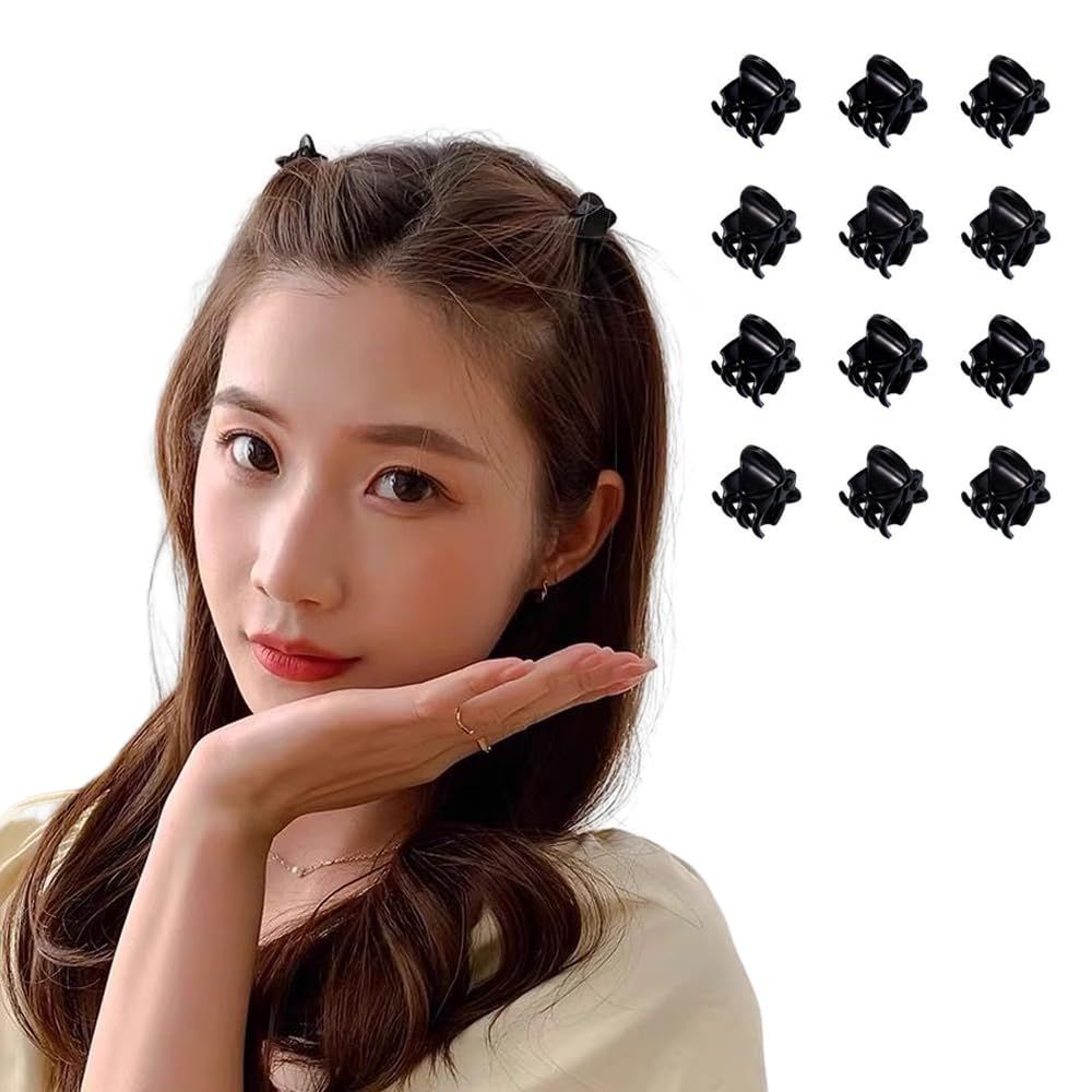 前髪クリップ ヘアクリップ 12個入り 黒 新品 ミニ ヘアクリップセット 12個セット 前髪クリップ バンス