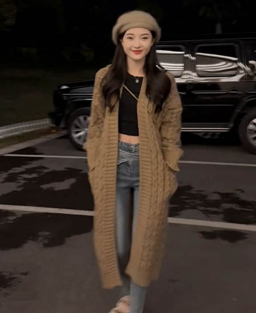 リブニット トッパー カーディガン ストール風 アウター 袖あり 長袖